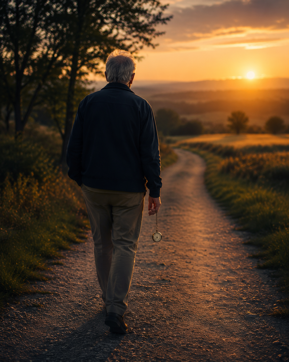 A reflective person considering time and meaning